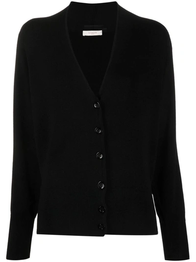 Zanone V-neck Wool-blend Cardigan In Black