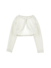 Monnalisa Merino Lurex Wraparound Cardigan In Cream + Silver