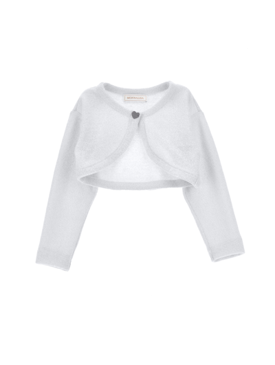 Monnalisa Merino Lurex Wraparound Cardigan In Grey