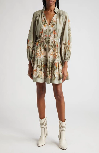 Zimmermann Lexi Floral Billow Mini Dress In Green