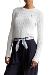 Ralph Lauren Cable-knit Cotton Crewneck Sweater In White