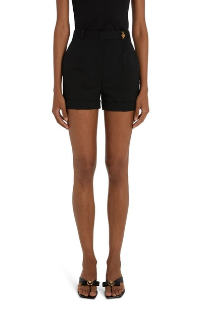 Versace Stretch Wool Shorts In Black