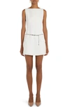 Versace Crepe Mini Dress With Patch Pockets In Optical White