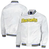 Mitchell & Ness Men's  White Denver Nuggets Hardwood Classics Throwback Wordmark Raglan Full-snap Jac In White