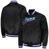 MITCHELL & NESS MITCHELL & NESS BLACK UTAH JAZZ HARDWOOD CLASSICS  THROWBACK WORDMARK RAGLAN FULL-SNAP JACKET