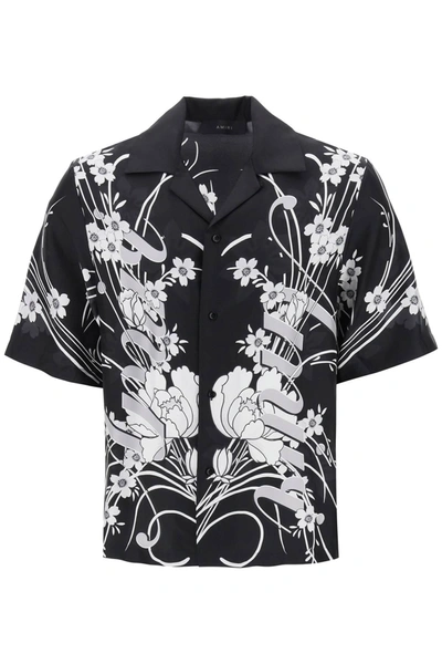 Amiri Floral-print Silk Shirt In Black