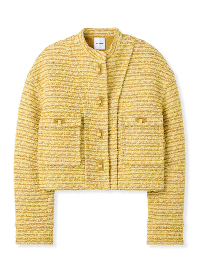 St. John Iconic Textured Tweed Jacket In Golden Yellow Multi