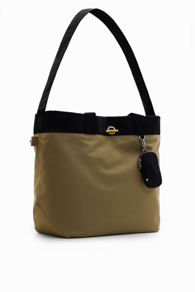 Desigual L Reversible Nylon Tote Bag In Black