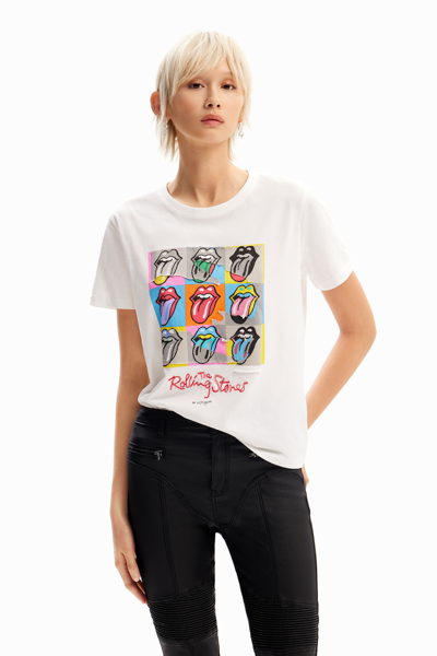 Desigual Multicolour The Rolling Stones T-shirt In White
