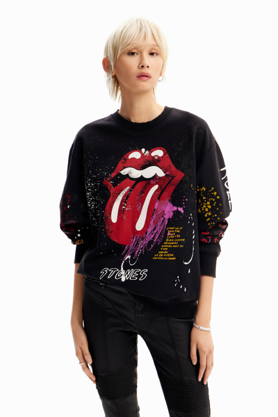 Desigual The Rolling Stones Splatter Sweatshirt In Black