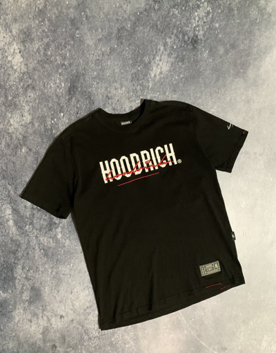 Pre-owned Hype X Vintage Hoodrich Big Logo T Shirt Tee Big Logo Baggy Y2k 90's In Black