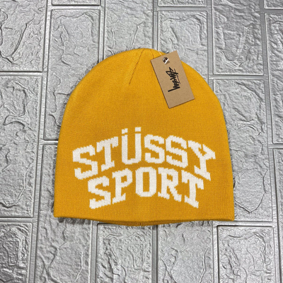 Pre-owned Stussy X Vintage Stussy Sport Jacquard Skull Cap Yellow