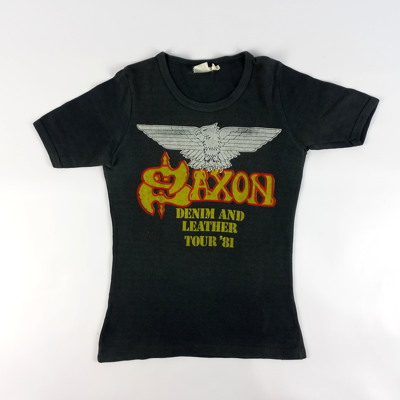 Pre-owned Band Tees X Vintage Saxon Vintage T-shirt 1981 In Black