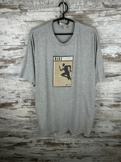 Pre-owned Nike X Vintage Mens Vintage Nike Swoosh Running T-shirt Tee Streetwear In Grey