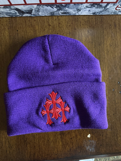 Pre-owned Chrome Hearts Embroided Bennie In Purple