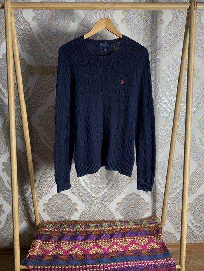 Pre-owned Polo Ralph Lauren X Ralph Lauren Vintage Polo Ralph Laurent Usa Flag Sweater Knit 90's Y2k In Blue