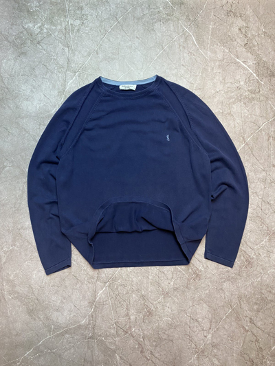 Pre-owned Vintage Ysl Sweater Size L In Navy