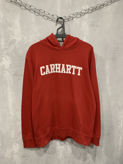 Pre-owned Carhartt X Vintage Carhartt Big Logo Hoodie Baggy Y2k 90's In Red