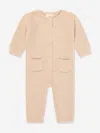 7am Enfant Baby Fuzzy Long Sleeve Romper In Beige