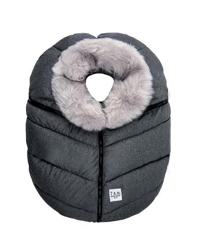 7am Enfant Car Seat Cocoon Tundra In Dark Heather Grey Faux Fur