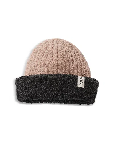 7am Enfant Unisex 2 Tone Ribbed Beanie - Baby In Pecan Black