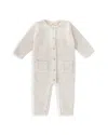 7am Enfant Unisex Fuzzy Long Sleeve Jumpsuit - Baby In White