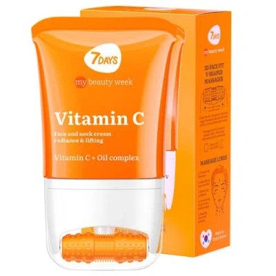 7days Face Moisturizer With Vitamin C For Radiance & Lifting With 3d Massage Applicator In Transparent