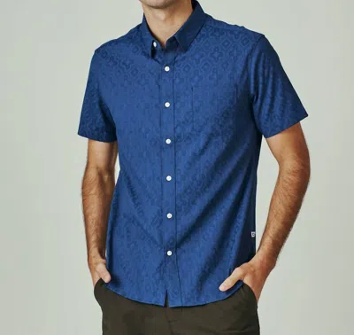 7diamonds Atlas Jacquard Short Sleeve Shirt In Navy