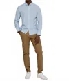 7diamonds Cyril Long Sleeve Button Down Shirt In White In Blue
