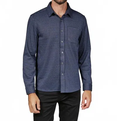 7diamonds Generation Knit Houndstooth Long Sleeve Shirt In Navy In Blue