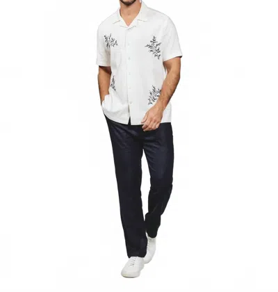 7diamonds Heath Linen Camp Shirt In Ivory In Metallic