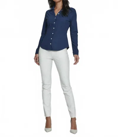 7diamonds Luxe Wrinkle Free Blouse In Midnight In Blue