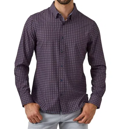 7diamonds Meknes Long Sleeve Patterned Shirt In Maroon In Multi