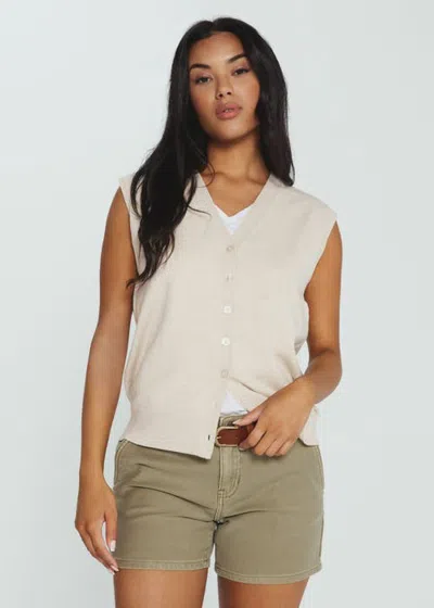 7diamonds Mira Button Front Vest In Tapioca