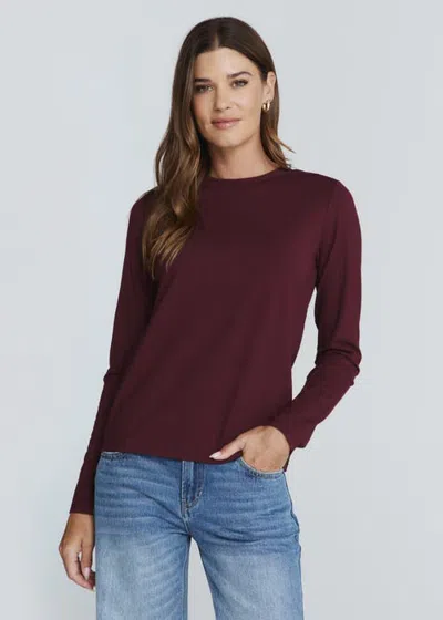 7diamonds Modal Long Sleeve Classic T Shirt In Burgundy