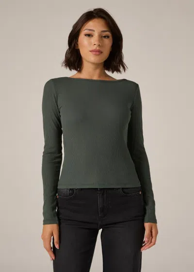 7diamonds Modal Ribbed Boatneck Top In Green