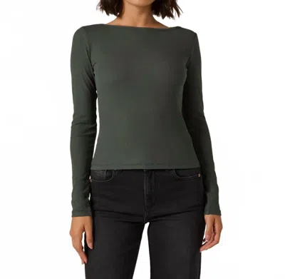 7diamonds Modal Ribbed Boatneck Top In Emerald In Metallic