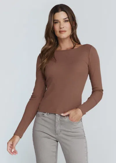 7diamonds Modal Ribbed Boatneck Top In Saddle