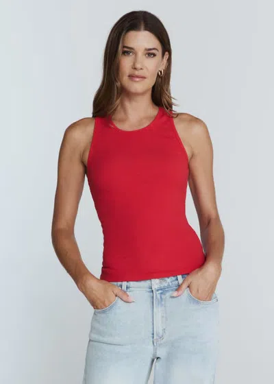 7diamonds Modal Ribbed Crew Tank In Ruby Red