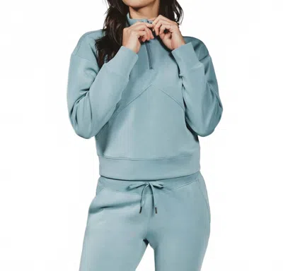 7diamonds Rev Crop Quarter Zip Pullover In Ocean In Blue
