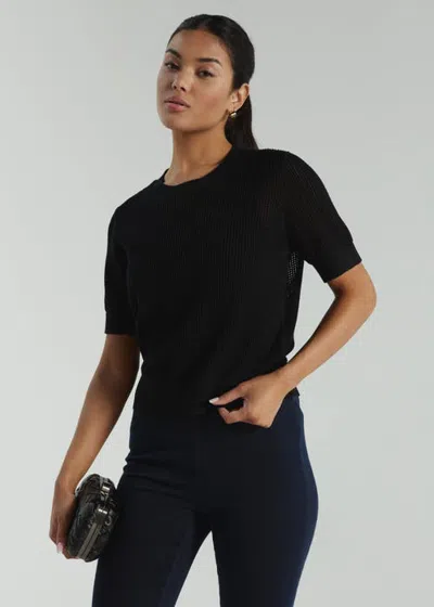 7diamonds Selene Open Knit Top In Black