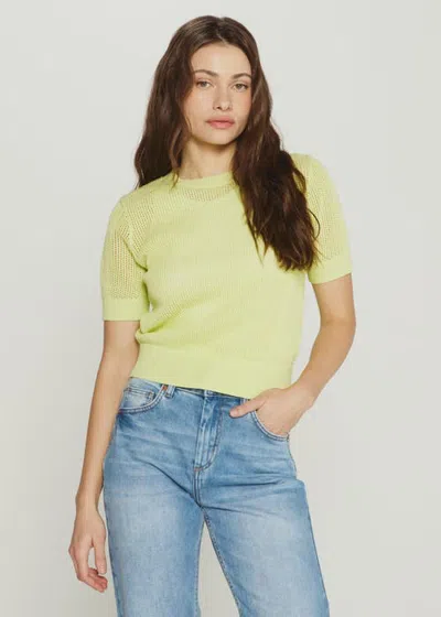 7diamonds Selene Open Knit Top In Soft Lime