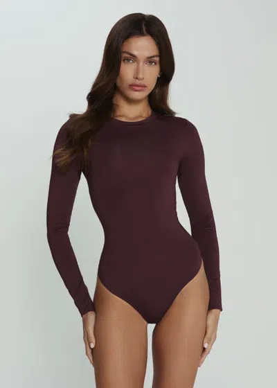 7diamonds Sleek Long Sleeve Bodysuit In Bordeaux