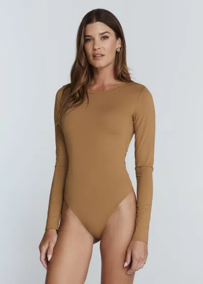 7diamonds Sleek Long Sleeve Bodysuit In Camel