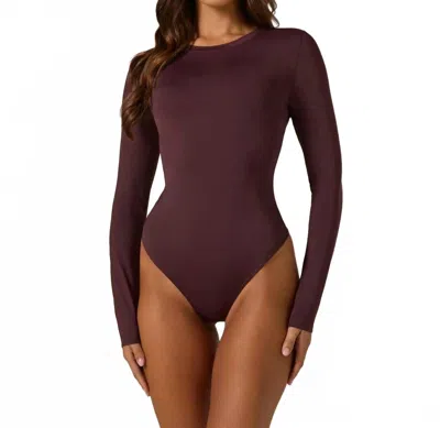 7diamonds Sleek Long Sleeve Bodysuit In Bordeaux In Purple