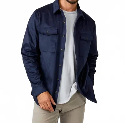 7diamonds Suede Over Shirt In Navy In Blue