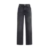 7for Black Cotton Straight-leg Jeans