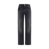 7for Black Cotton Straight-leg Jeans