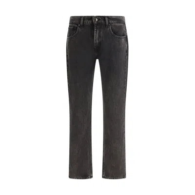 7for Black Cotton Straight-leg Jeans In Blue