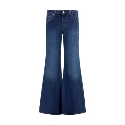 7for Blue Cotton Flared Jeans
